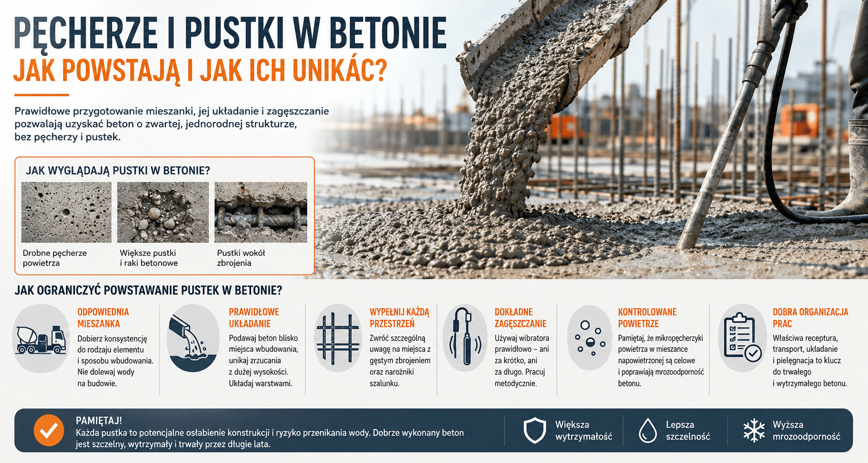 pęcherze i pustki w betonie